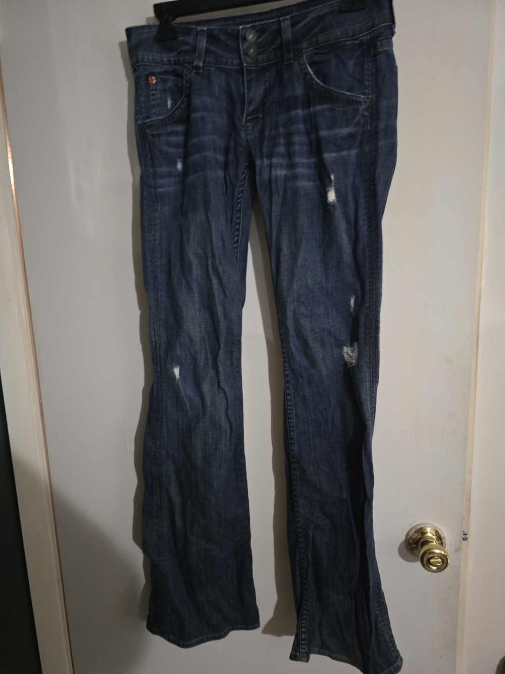 Hudson Jeans Dark Blue Distressed Bootcut Jeans